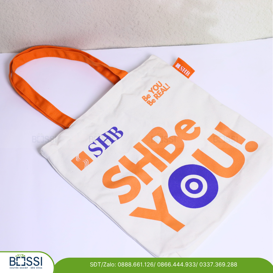 Túi vải canvas quà tặng logo laptop 24h Túi Tote Vải In Logo SHB