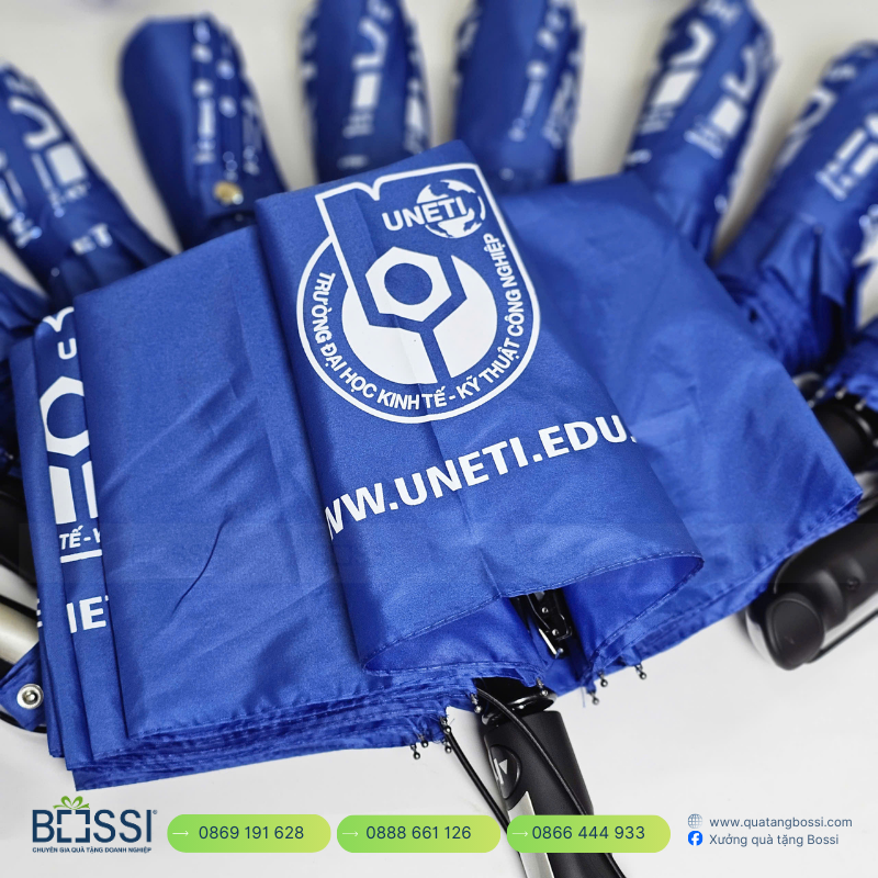 Ô gấp 3 in logo VINUNI Ô Tự Động 2 Chiều In Logo UNETI