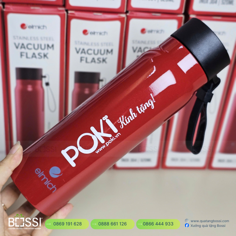 BGN 500ml inox304 nhiệt độ in logo Rikkei Bình Giữ Nhiệt POKI 520ml