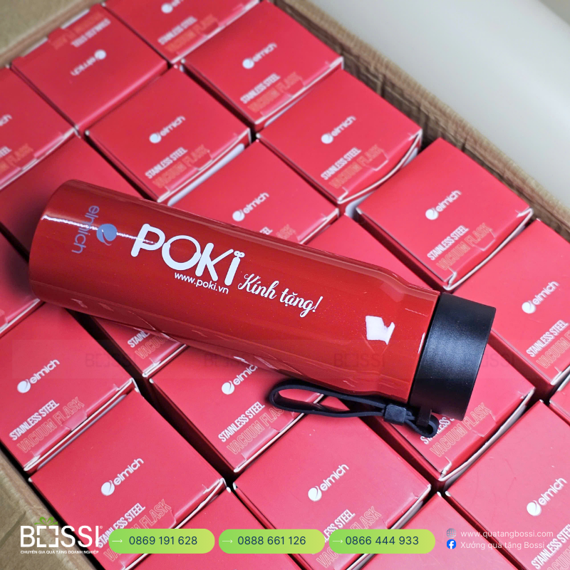 BGN 500ml inox304 nhiệt độ in logo Rikkei Bình Giữ Nhiệt POKI 520ml