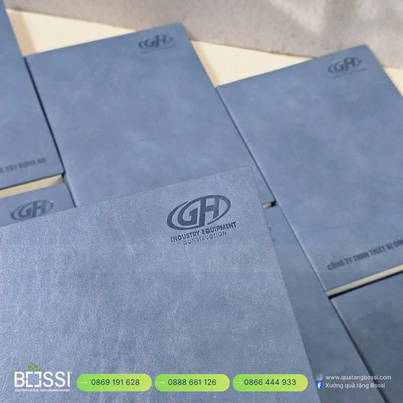 Sổ tay A5 gáy xoắn in logo HTI Sổ Da PU GH Industry Equipment